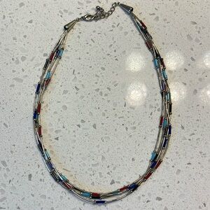 Two Vintage Liquid Silver Bead Necklace and dark pearl like